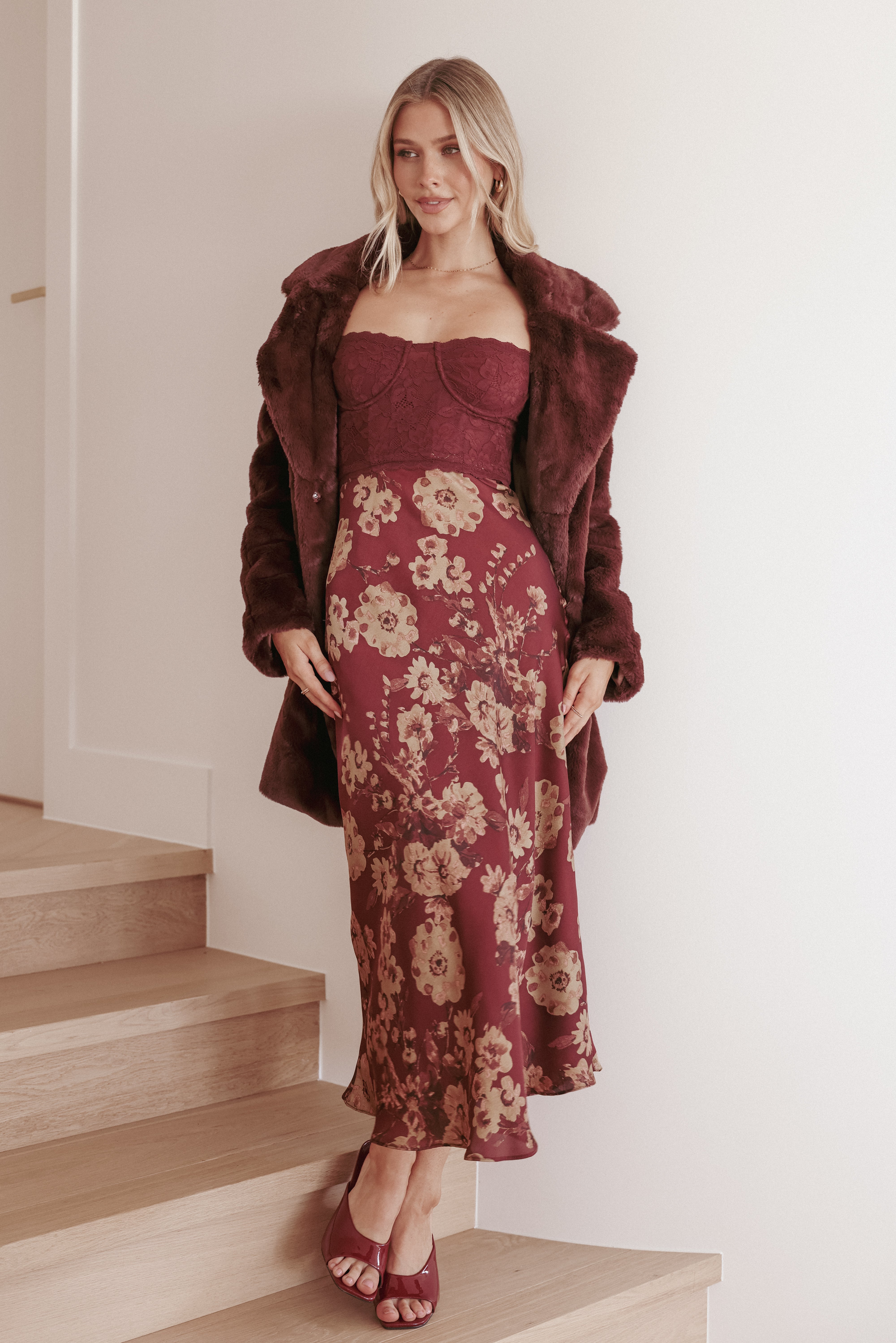 Shakira Midi Dress - Bronzed Merlot