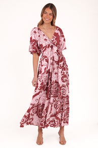 Shanae Maxi Dress - Pink Brown Paisley