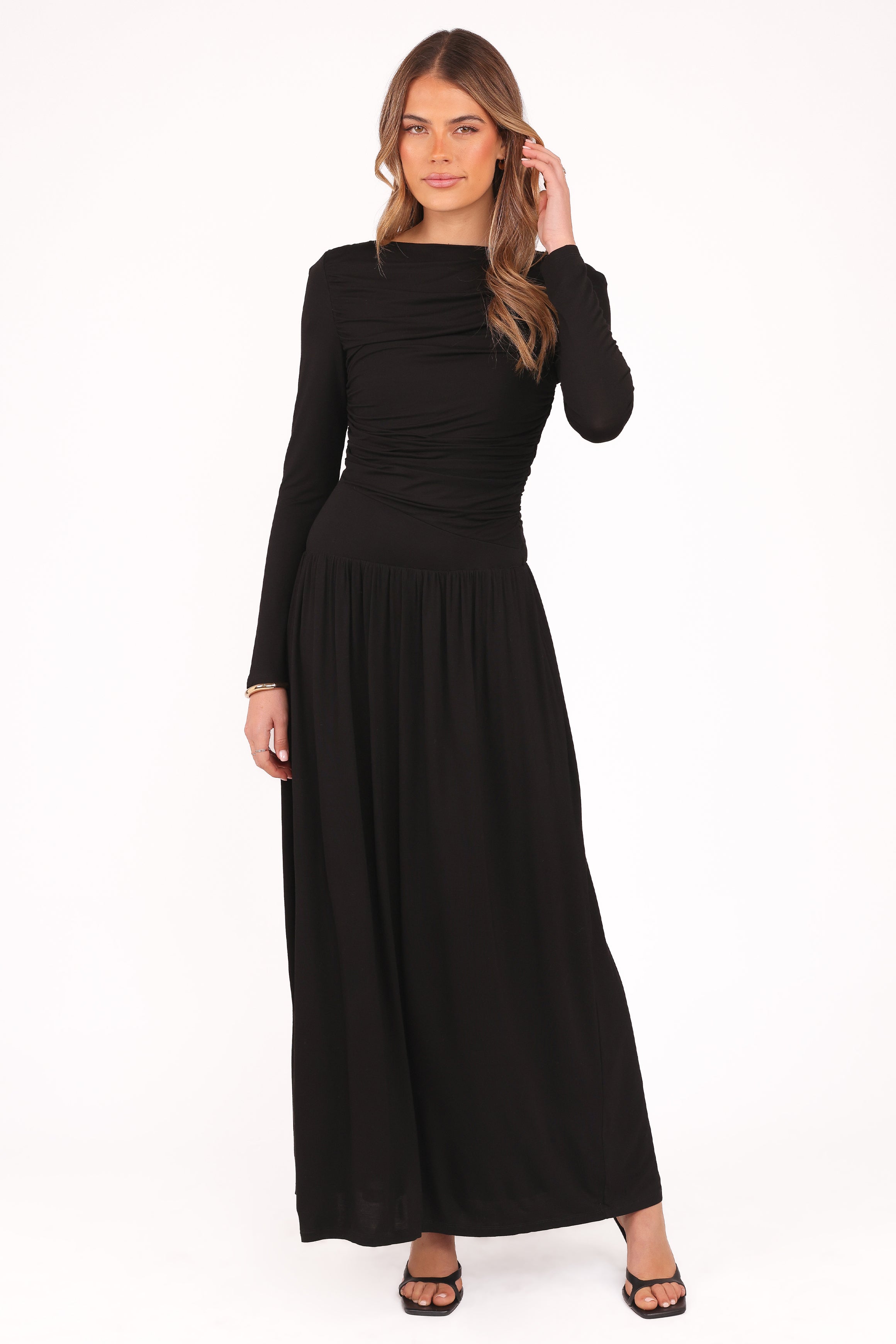 Shirley Long Sleeve Maxi Dress - Black