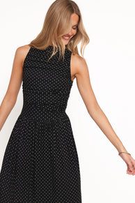 Shirley Maxi Dress - Black Polka Dot