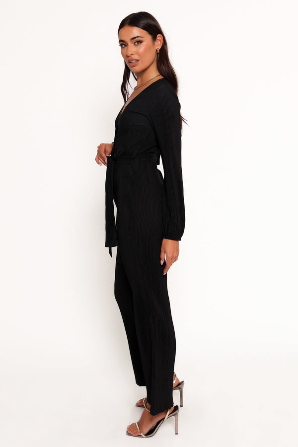 Solange Plisse Jumpsuit - Black