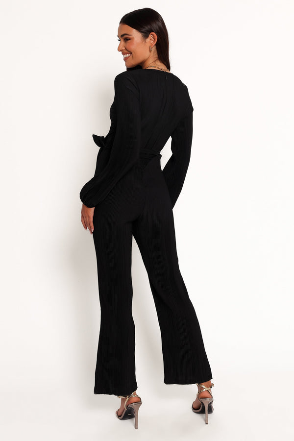 Solange Plisse Jumpsuit - Black