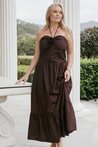 Soleila Halter Maxi Dress - Chocolate