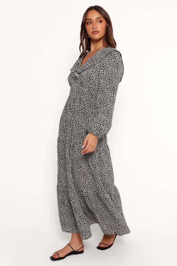 Sophie Long Sleeve Maxi Dress - Black/Ivory