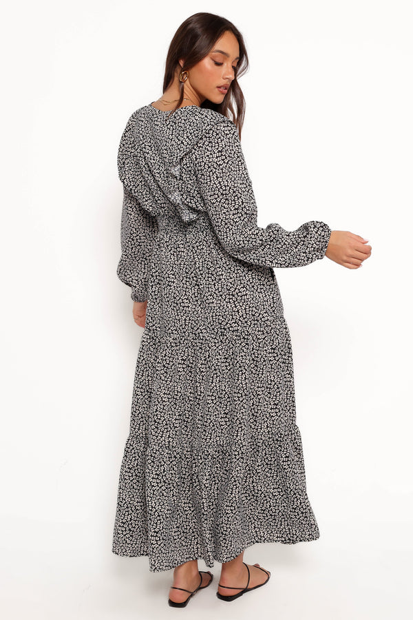 Sophie Long Sleeve Maxi Dress - Black/Ivory