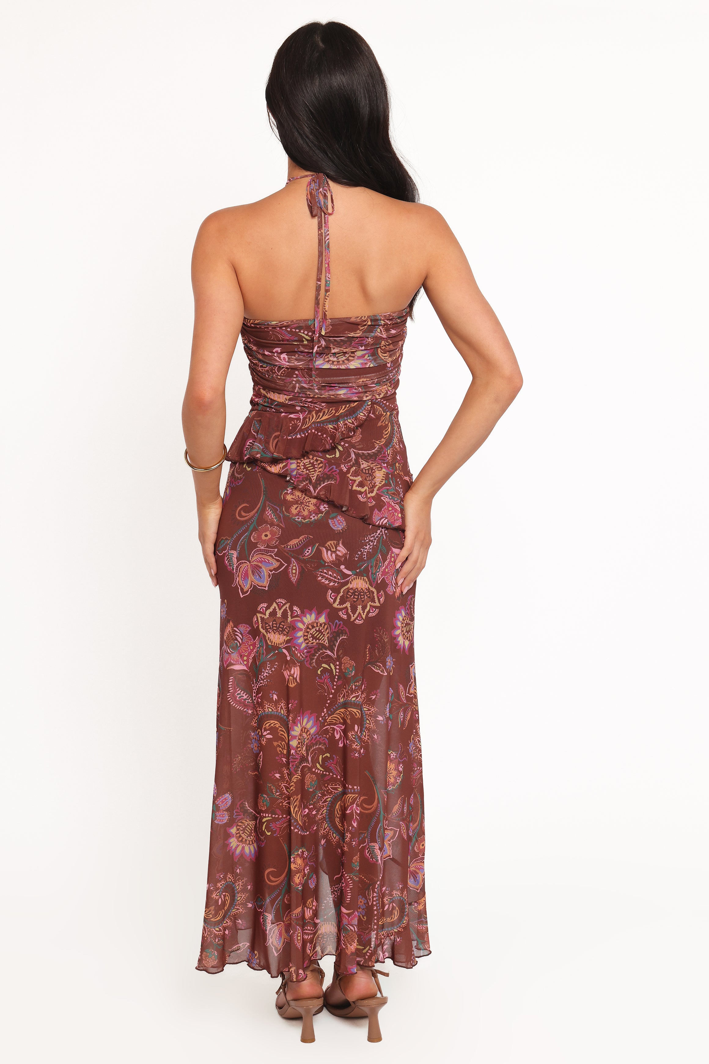 Sorbet Midi Dress - Brown Floral