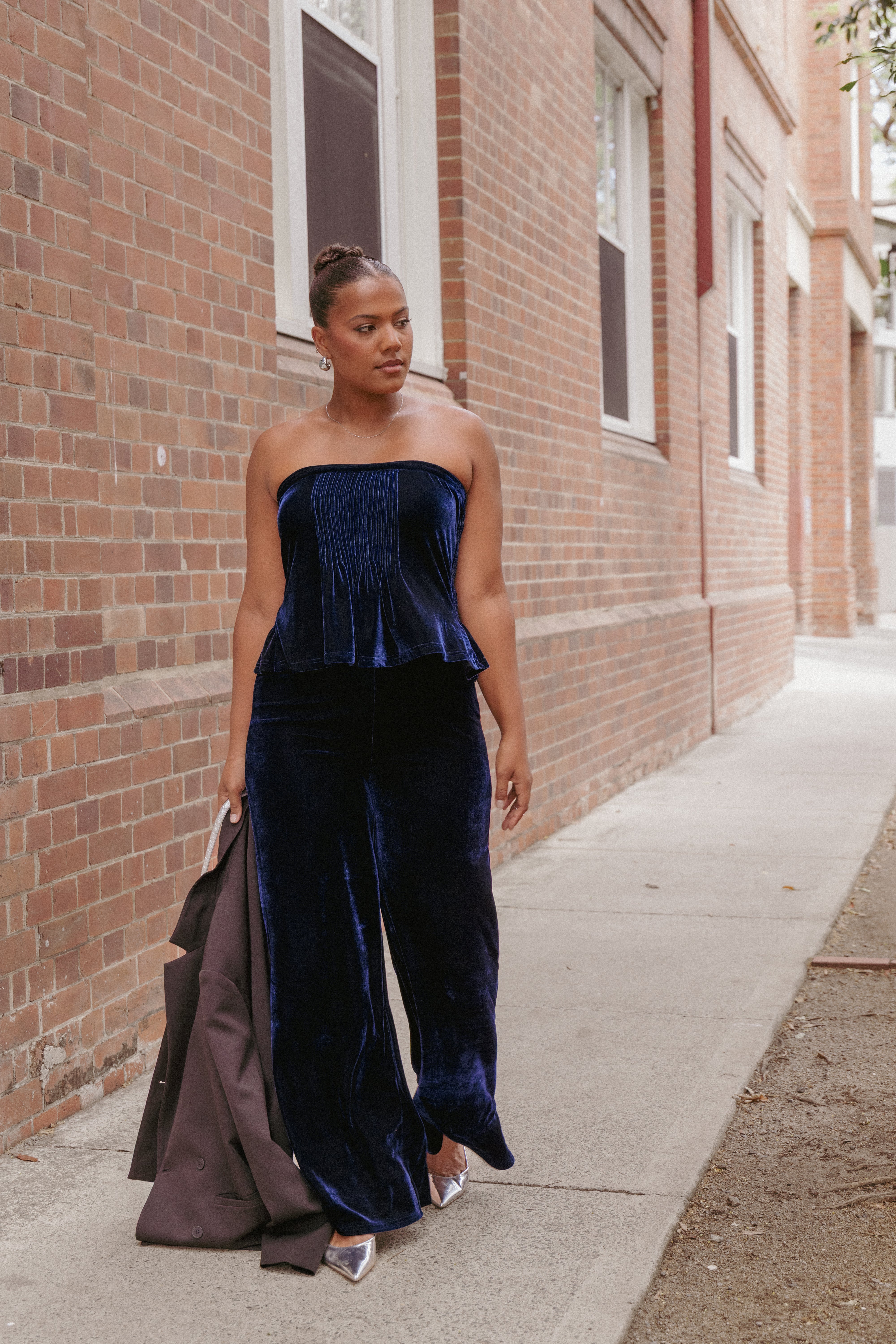 Sutton Strapless Pant Set - Midnight Blue Velvet