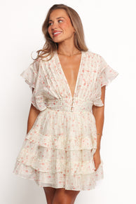 Tamsin Mini Dress - Cream Coral Floral