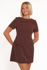 Tanis Mini Dress - Brown