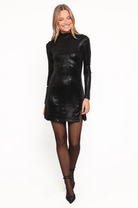 Taylor Metallic Mini Dress - Black