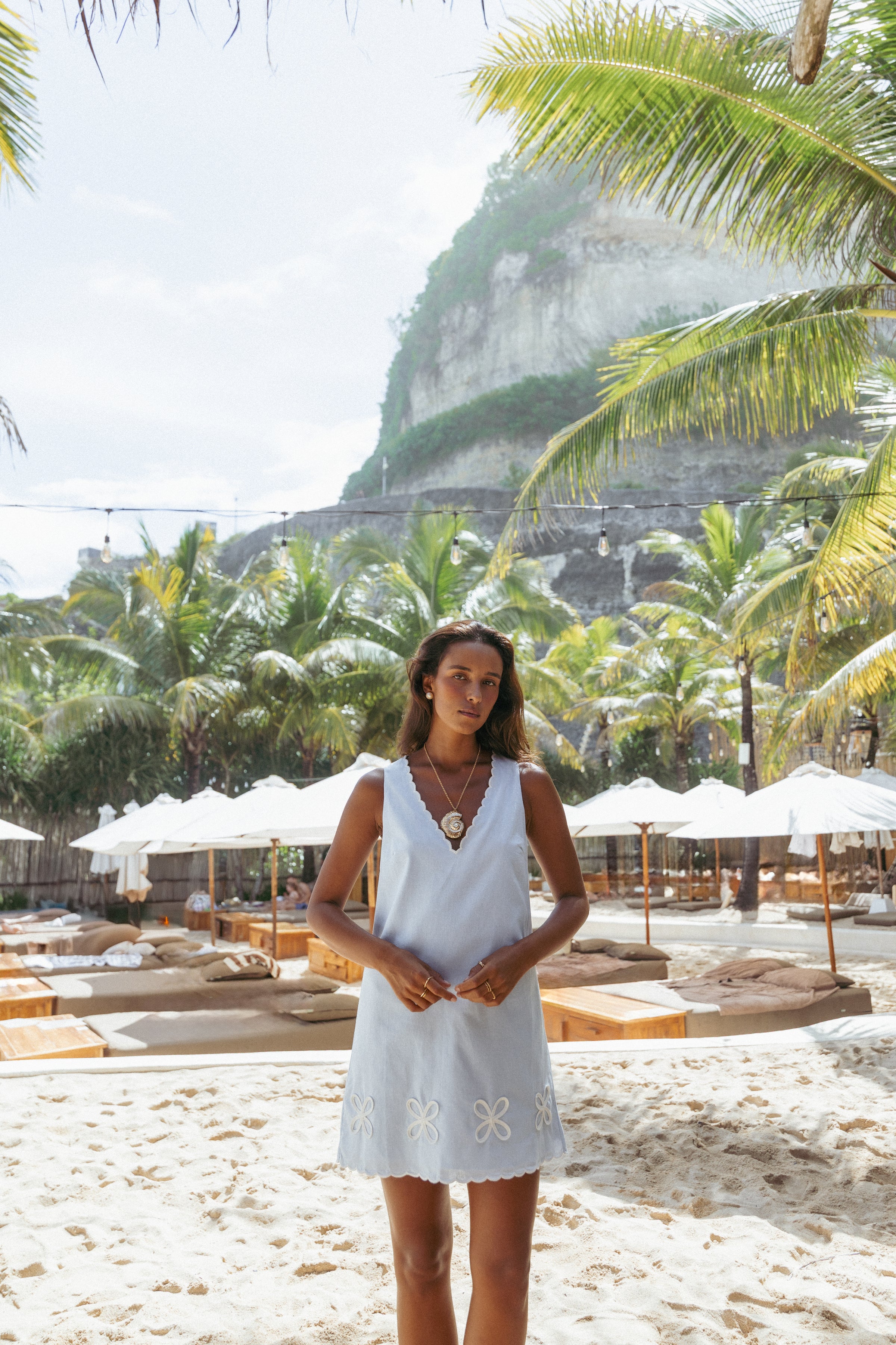 Thalia Mini Dress - Blue/White