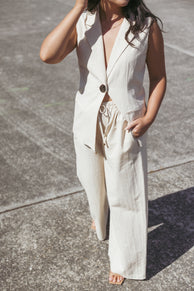 Trula Wide Leg Pant - Oatmeal