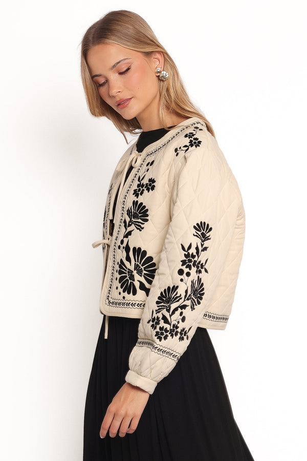 Vako Quilted Embroidered Jacket - Light Taupe