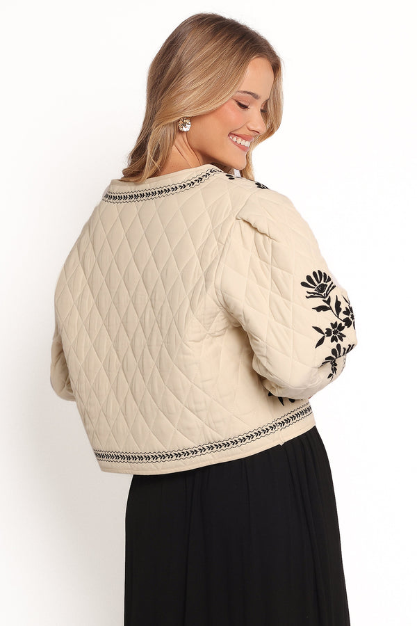 Vako Quilted Embroidered Jacket - Light Taupe