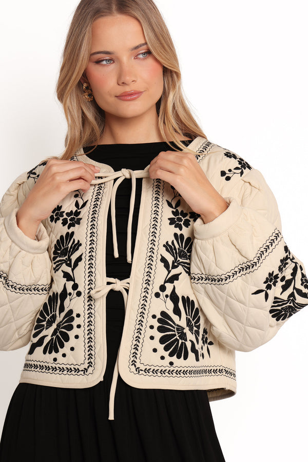 Vako Quilted Embroidered Jacket - Light Taupe