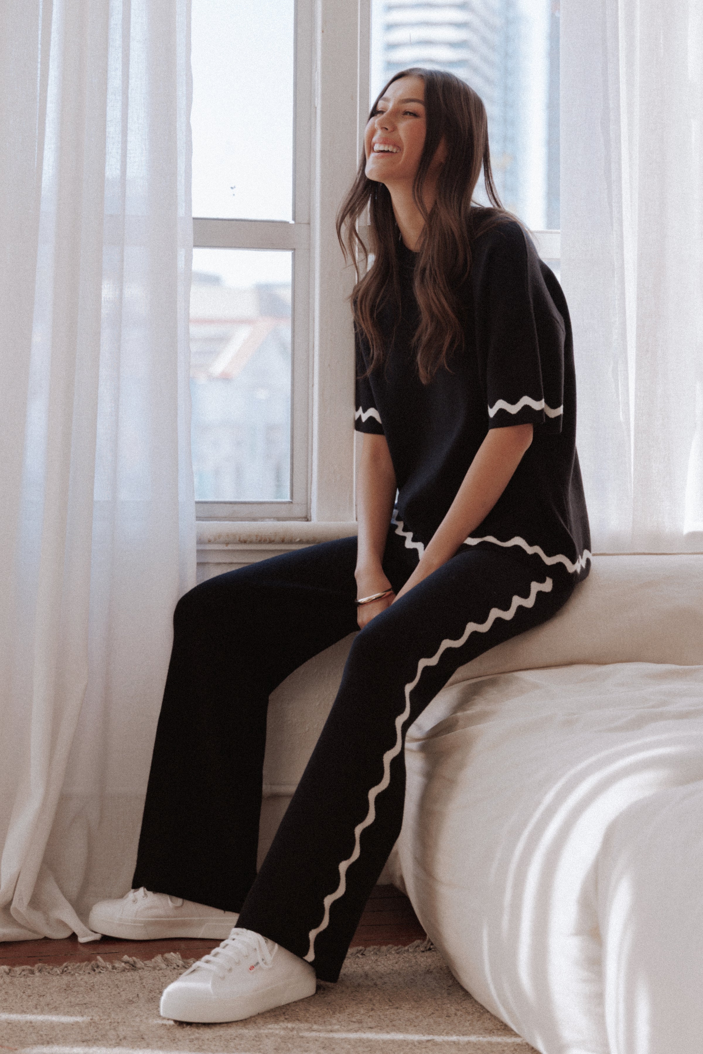 Vespa Knitted Tee - Black White