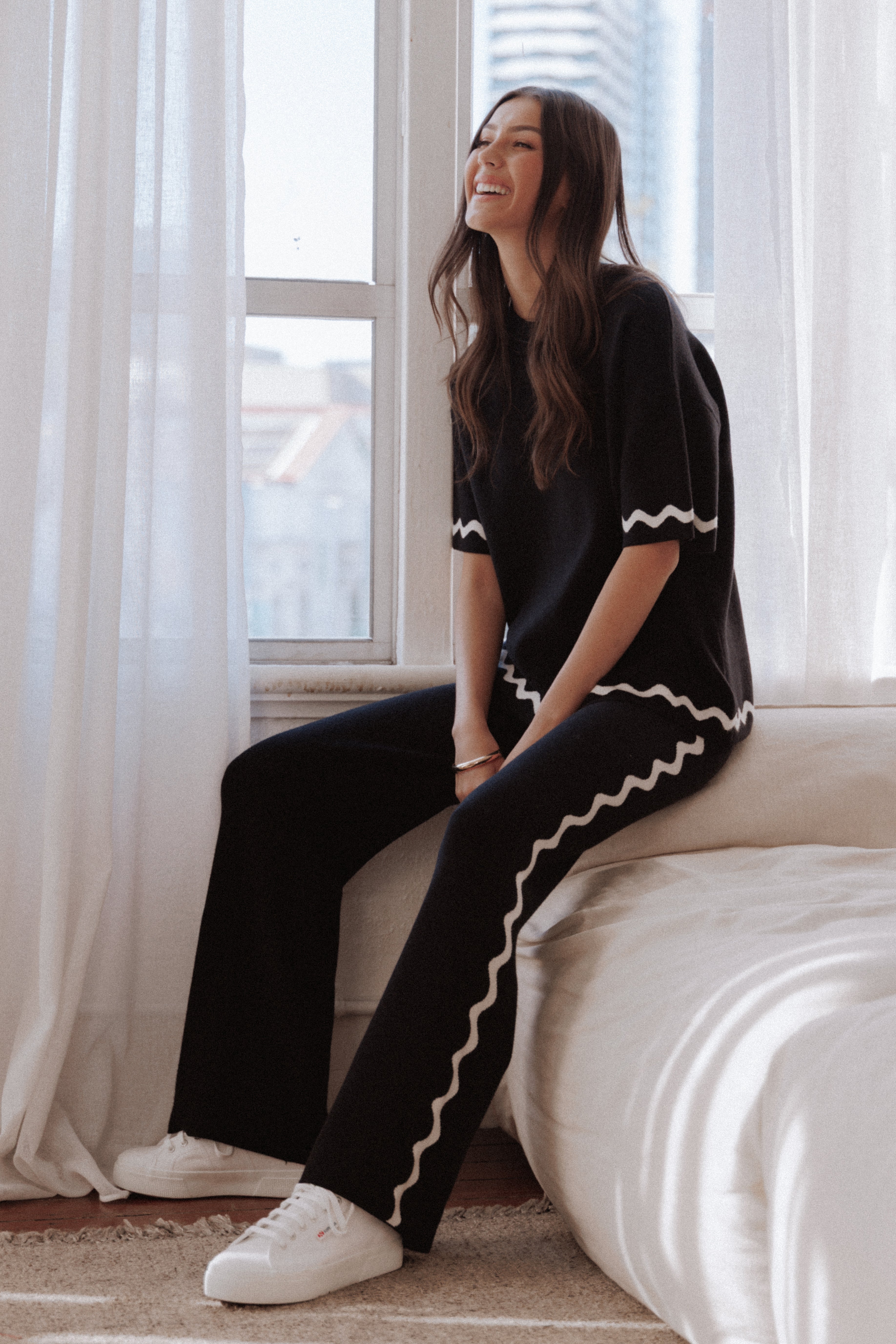 Vespa Knitted Tee - Black White