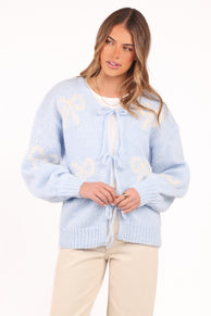 Vienna Bow Cardigan - Pale Blue