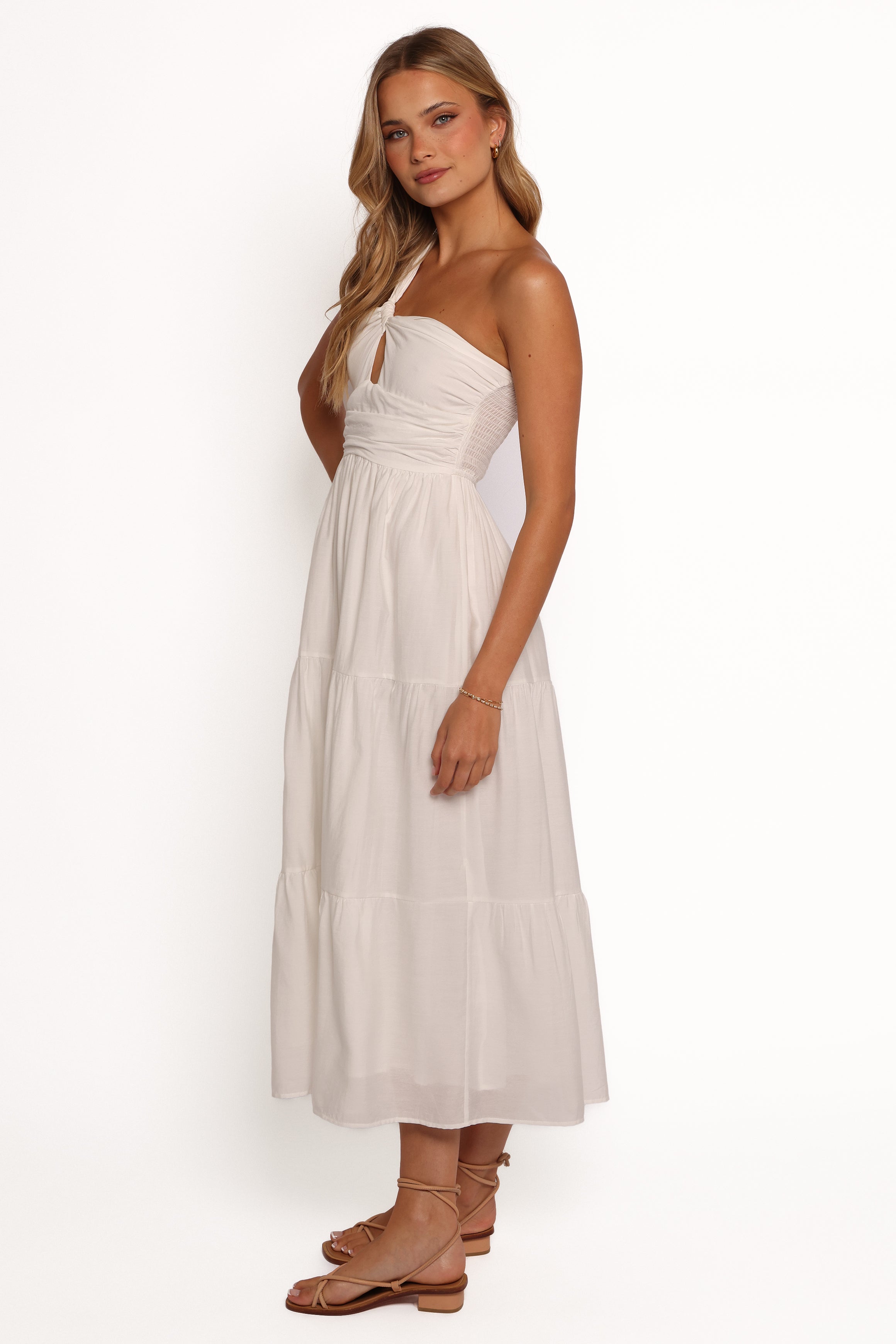 Vinny One Shoulder Maxi Dress - White