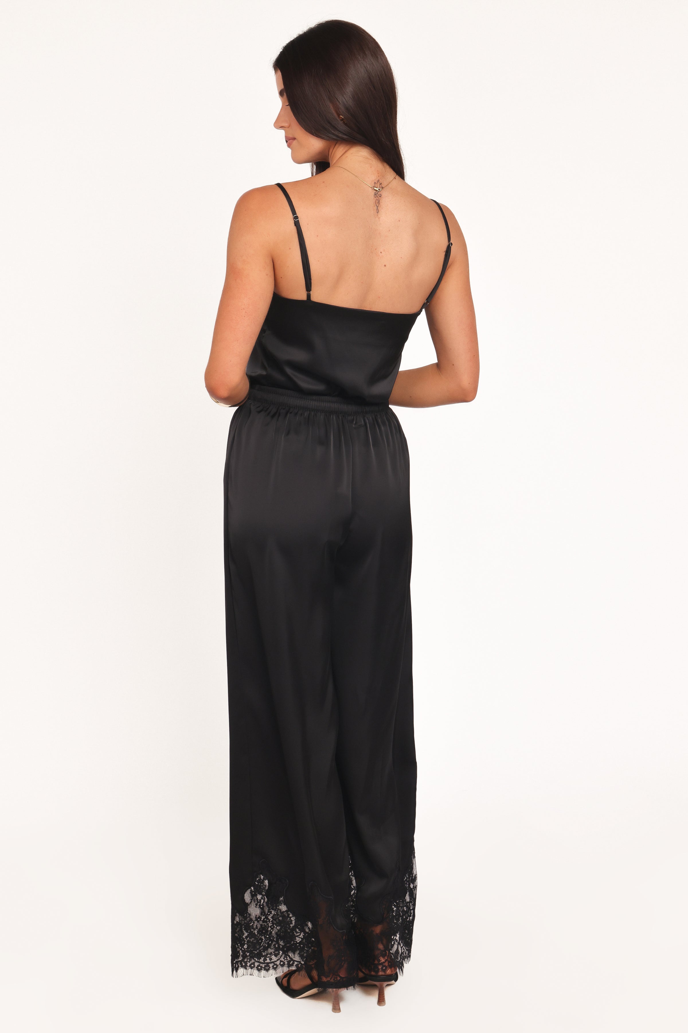 Viola Drawstring Wide Leg Pant - Black