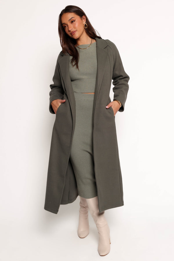 Violeta Tie Front Coat - Olive