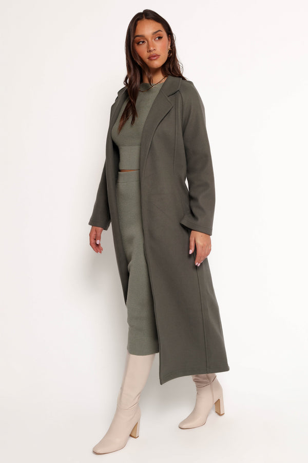 Violeta Tie Front Coat - Olive