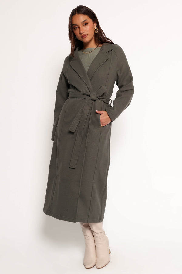 Violeta Tie Front Coat - Olive