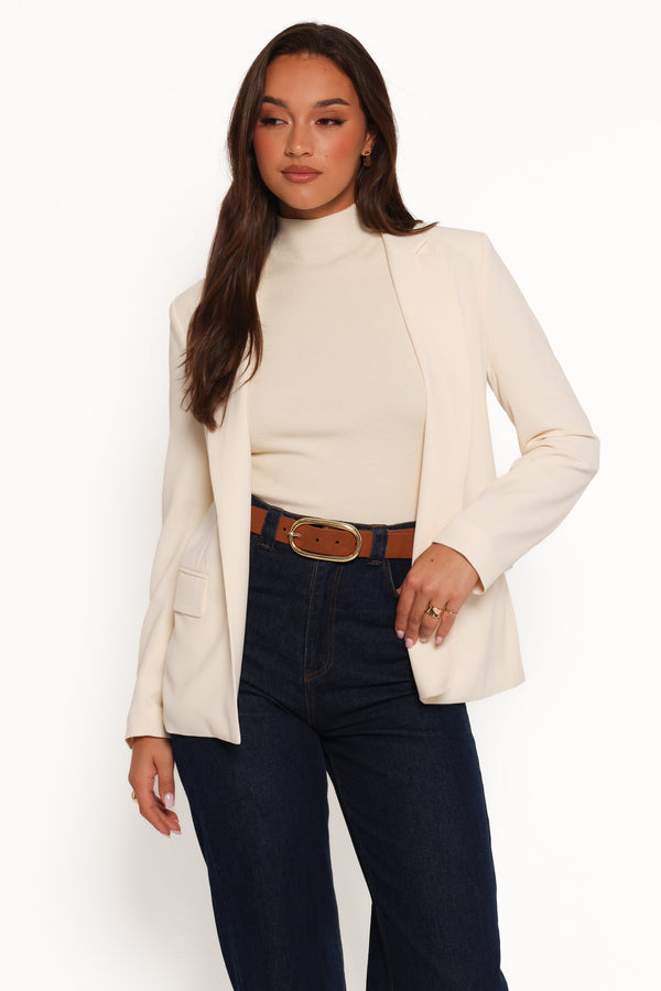 Volina Open Front Blazer - Cream