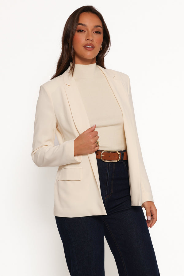 Volina Open Front Blazer - Cream