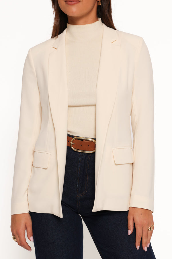 Volina Open Front Blazer - Cream