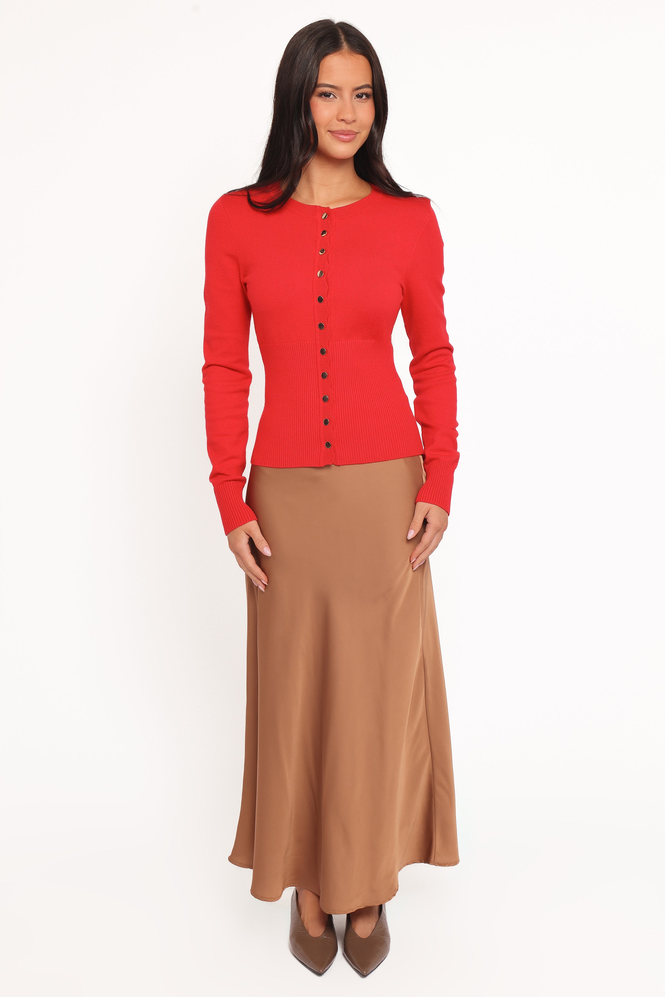 Walsh Scalloped Cardigan - Red