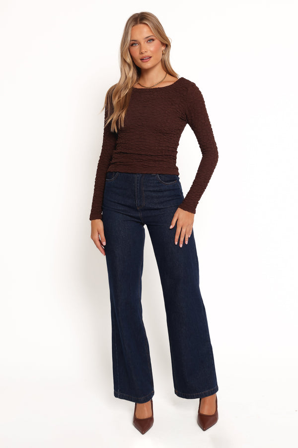 Warren Long Sleeve Top - Brown