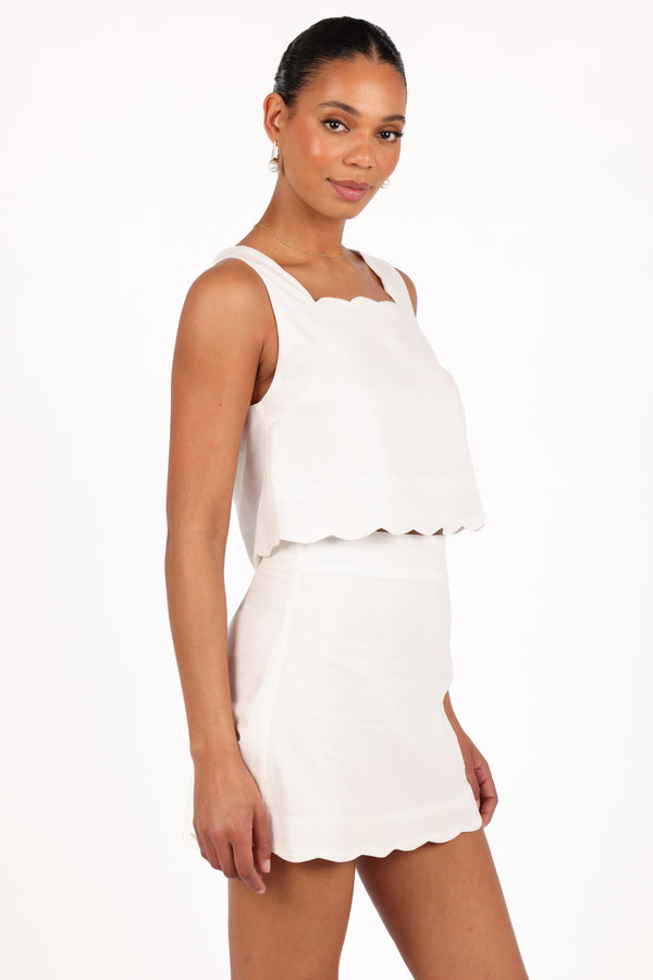 Wendie Scalloped Top - Cloud White