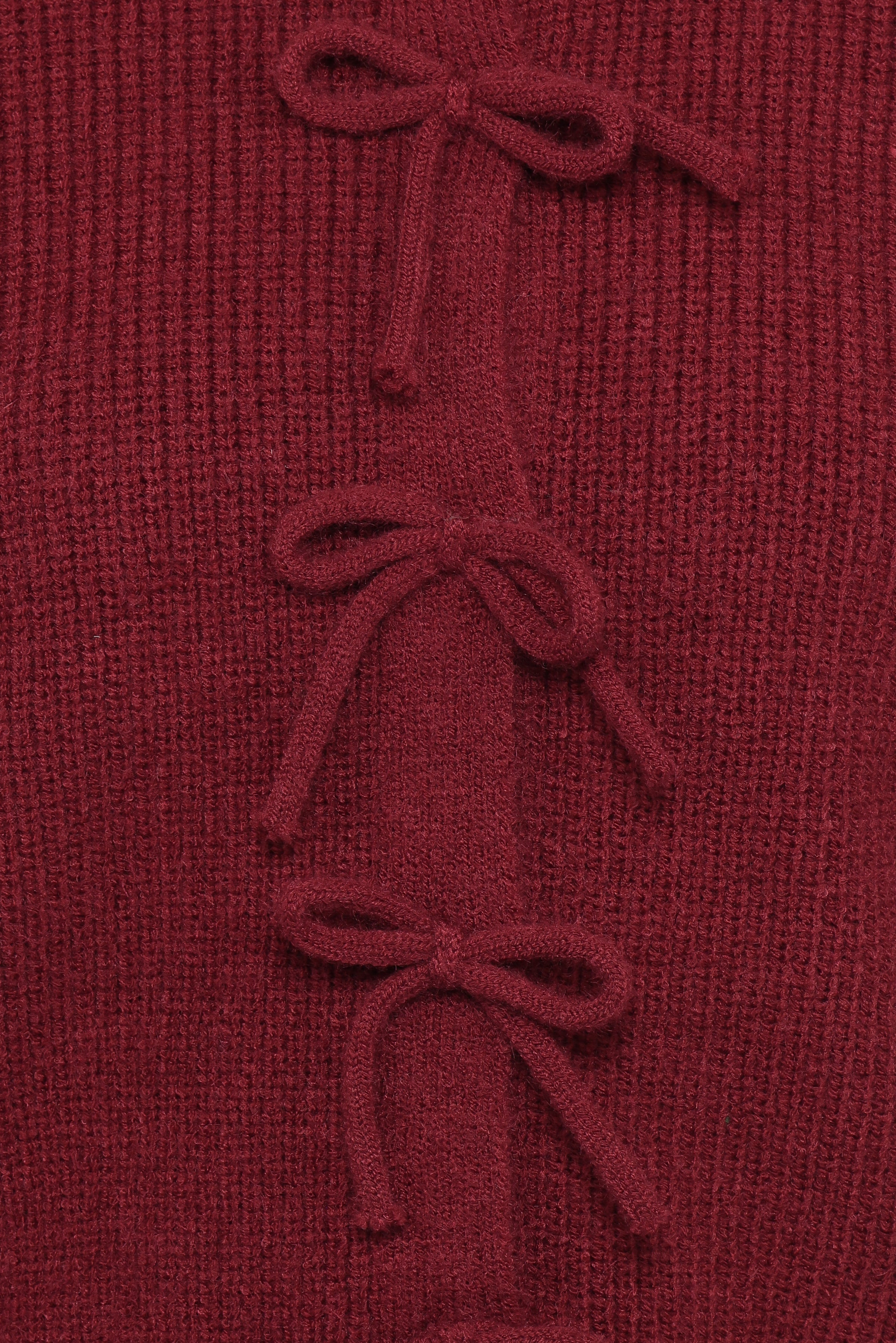 Wilde Bow Front Cardigan - Burgundy
