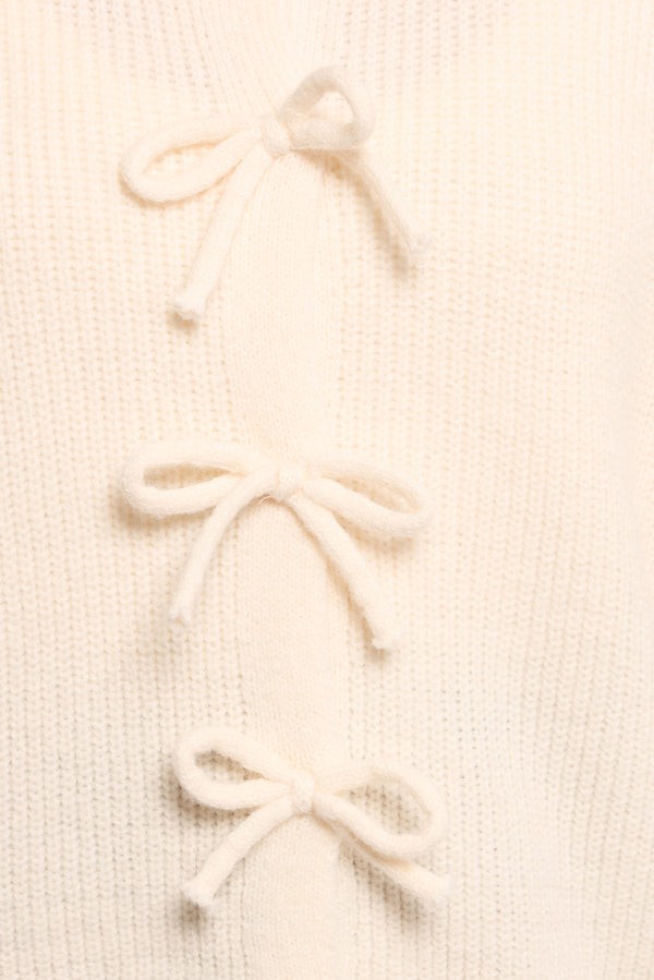 Wilde Bow Front Cardigan - Off White