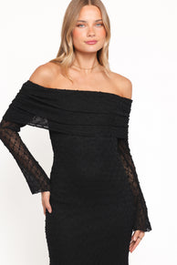 Wilma Off Shoulder Dress - Black