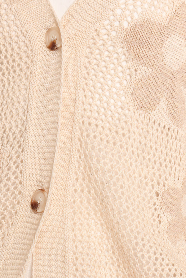 Winslow Open Knit Flower Cardigan - Tan