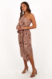 DRESSES @Wren One Shoulder Midi Dress - Wild Orchid