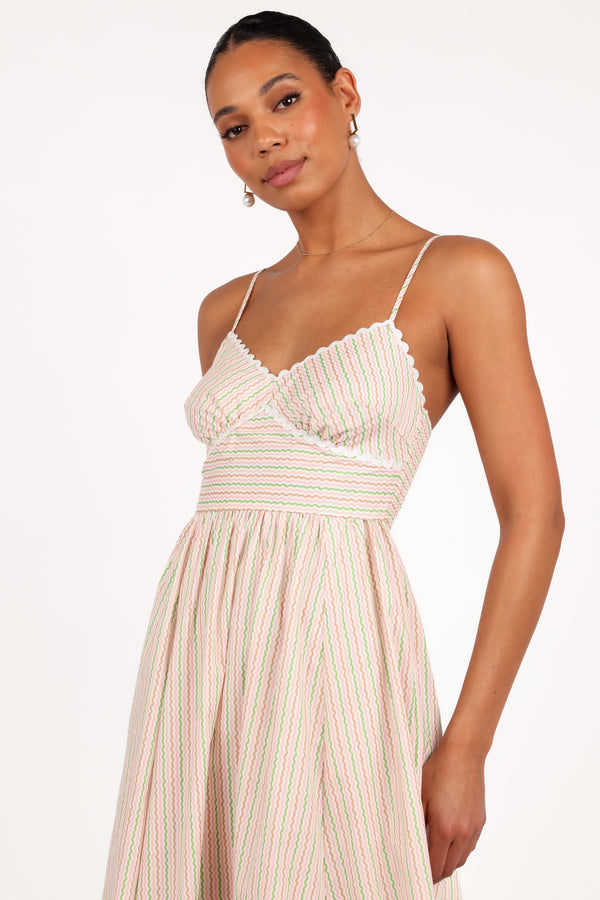 Yasmin Midi Dress - Wave Stripe