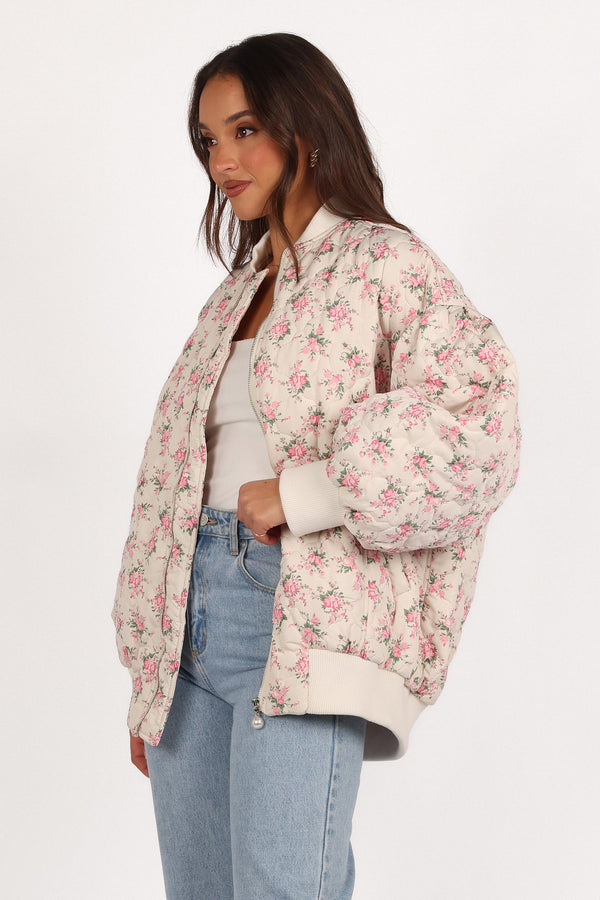 Yasmine Quilted Flower Jacket - Off White