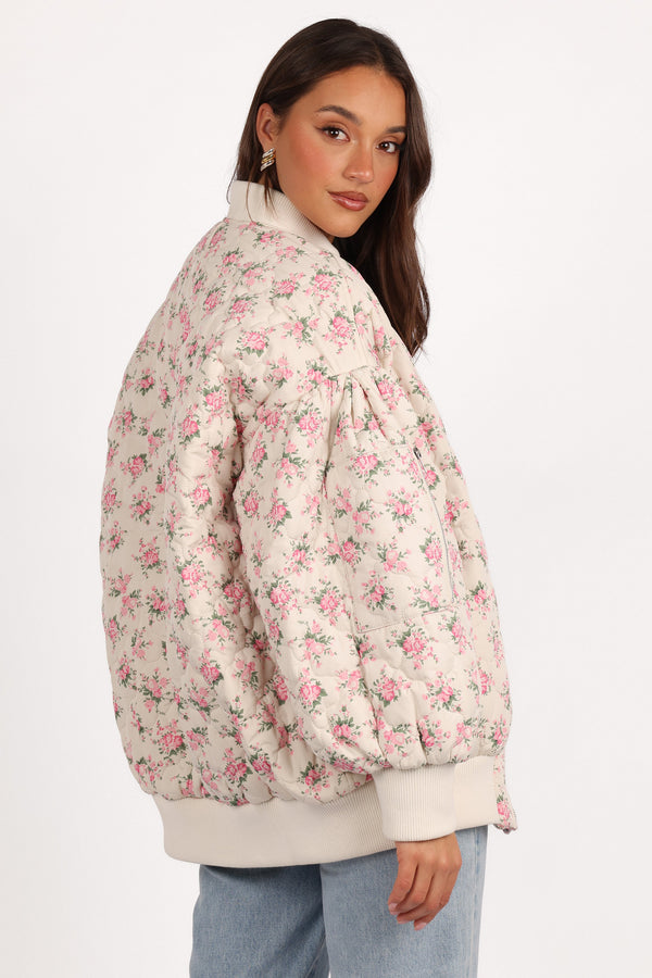 Yasmine Quilted Flower Jacket - Off White