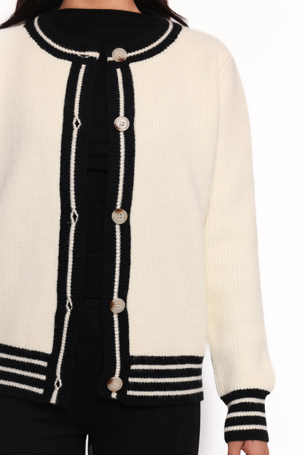 Yorkshire Contrast Hem Cardigan - Cream