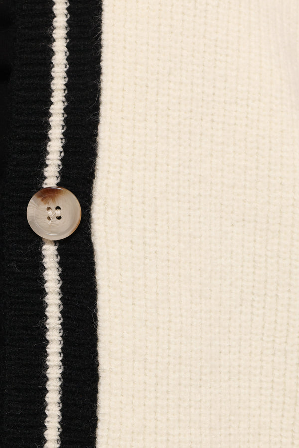 Yorkshire Contrast Hem Cardigan - Cream