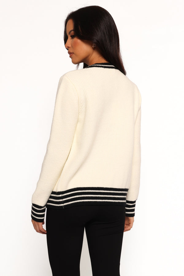 Yorkshire Contrast Hem Cardigan - Cream