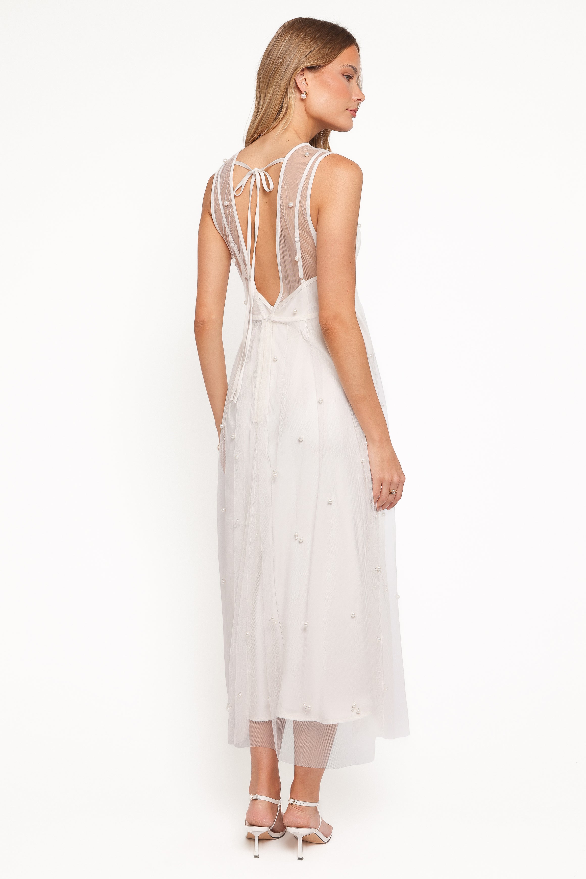 Yulia Pearl Midi Dress - Ecru