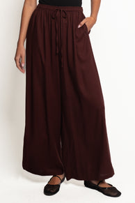 Zane Tie Waist Pant - Chocolate