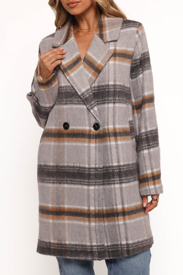 Zella Long Coat - Grey Multi