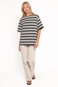 Zestora Tee - Black Ivory Stripe
