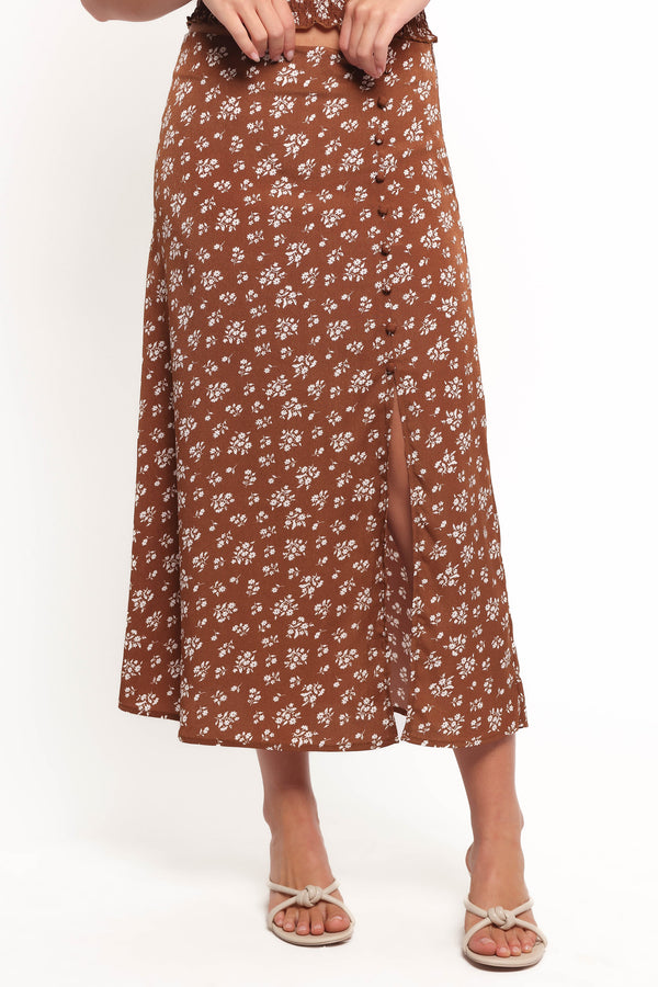 Zola Skirt Set - Brown Ditsy Floral