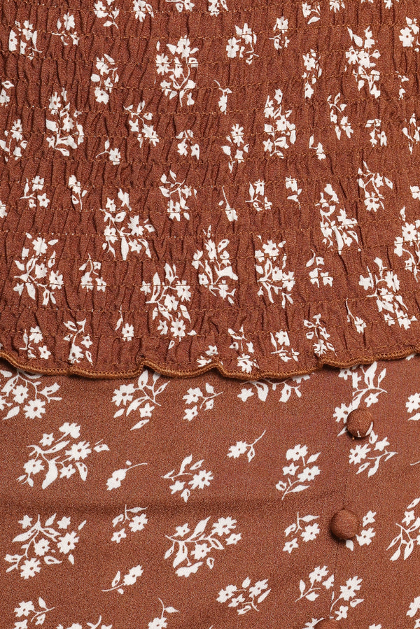 Zola Skirt Set - Brown Ditsy Floral